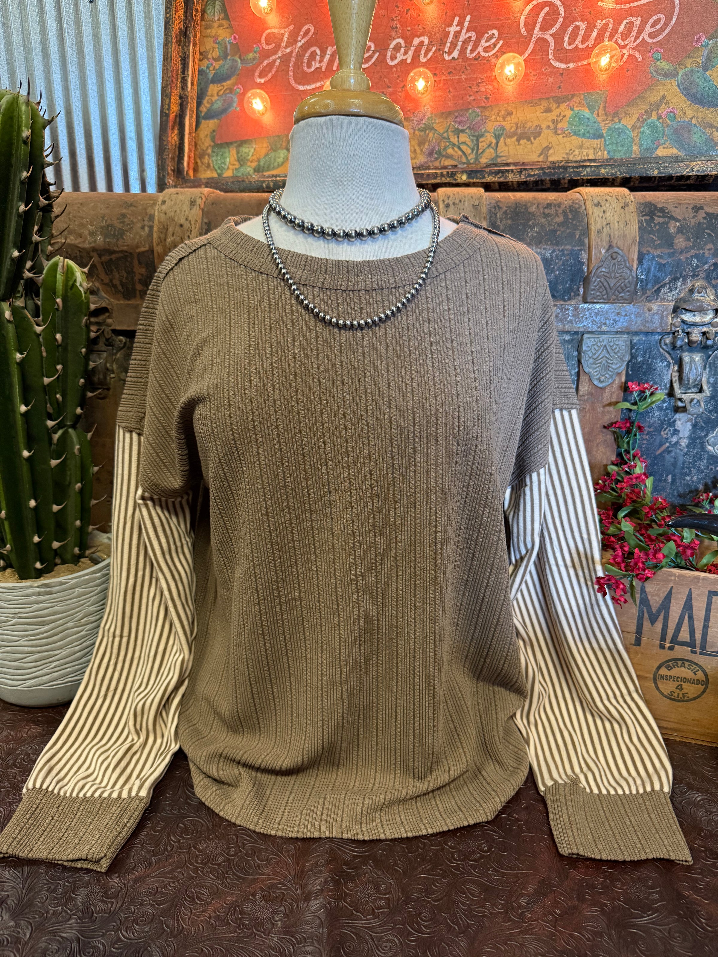 VJ Mocha Stripe LS