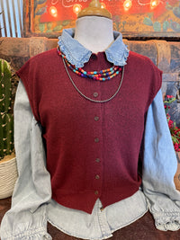 BP Burgundy Sleeveless Cardigan