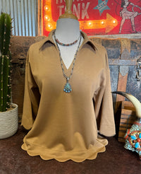 JD Cocoa Scalloped Top