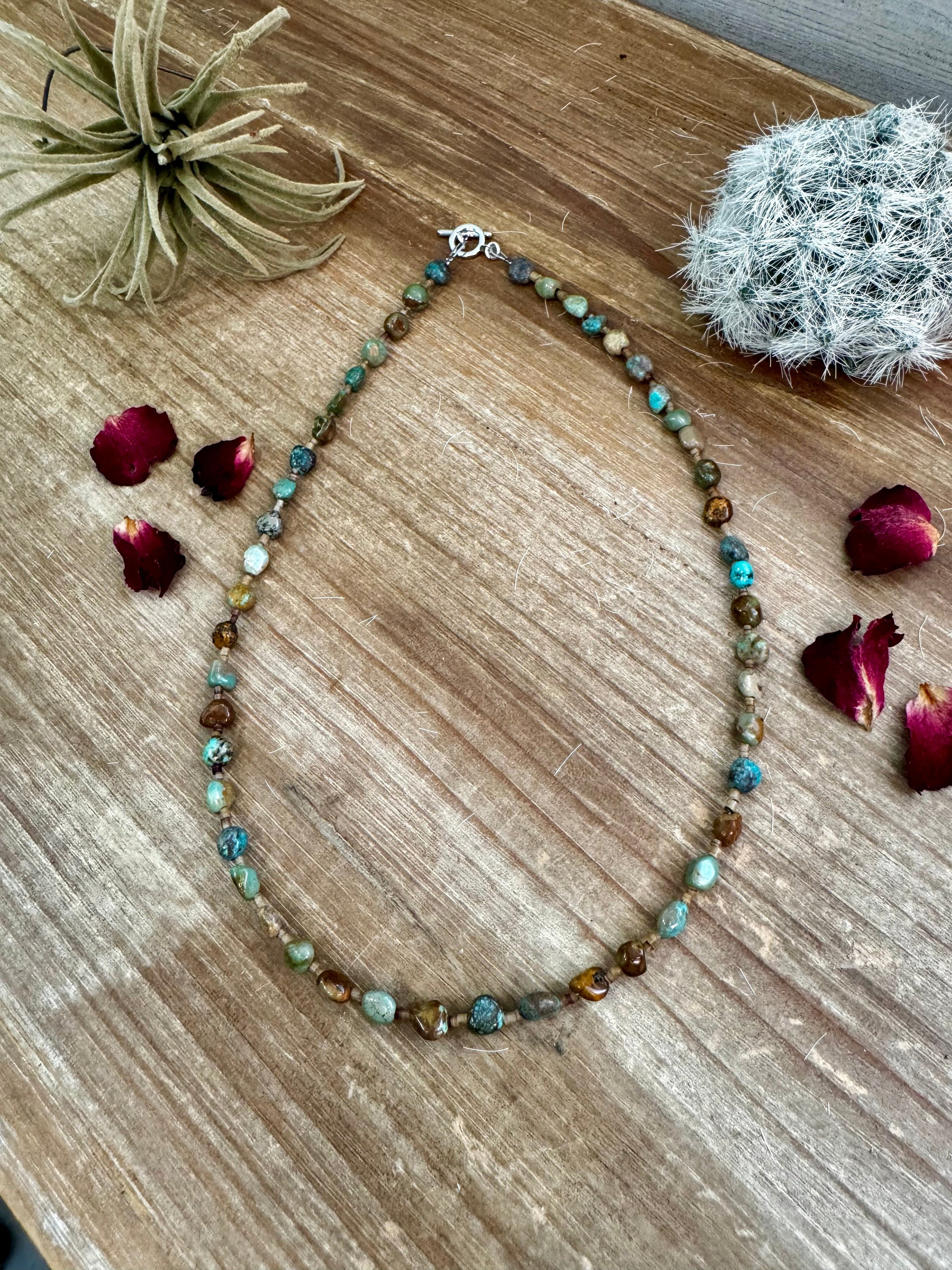 18 inch long smaller turquoise nuggets necklace