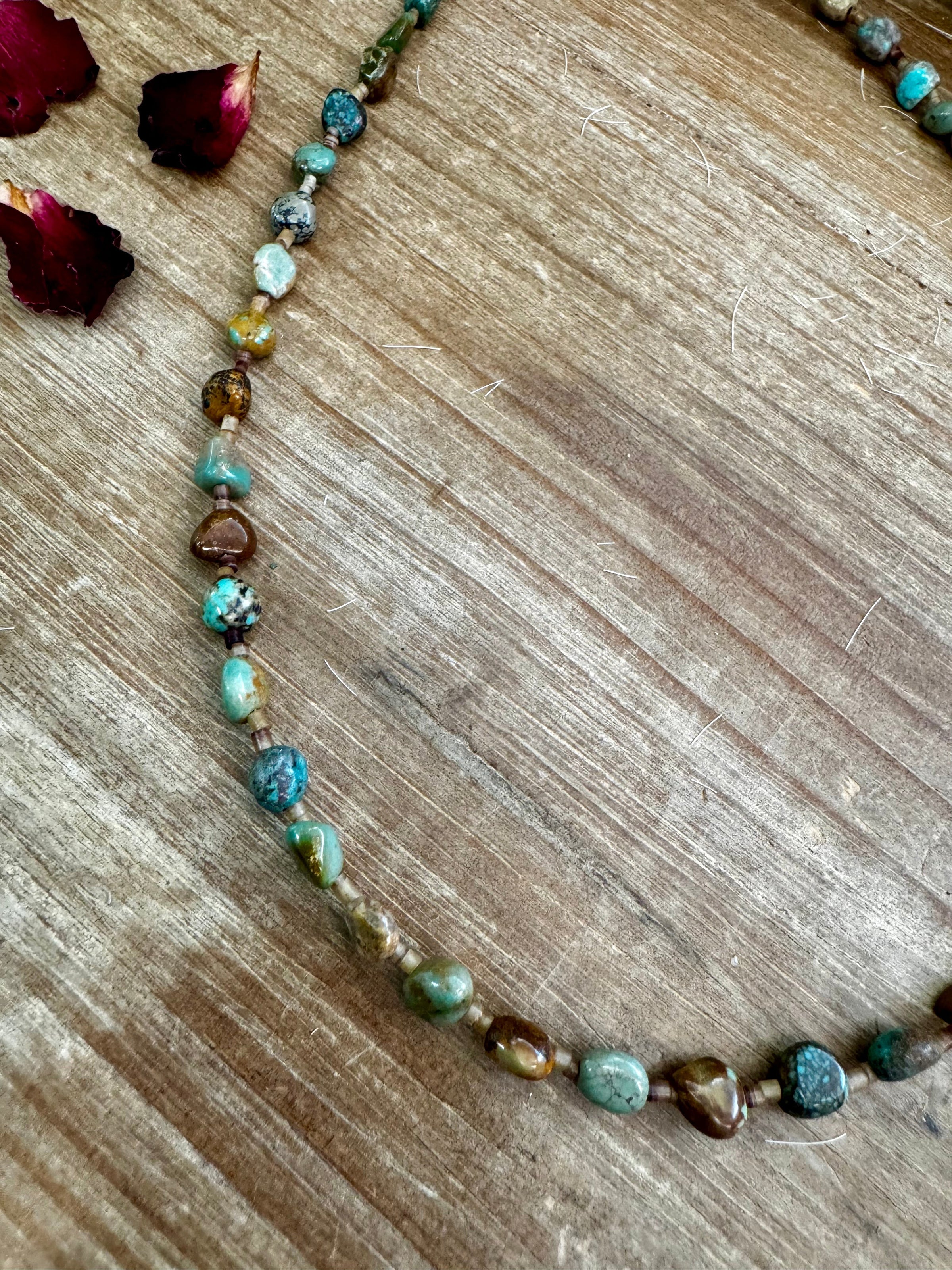 18 inch long smaller turquoise nuggets necklace