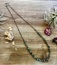 Green rondelle turquoise necklace with shells - fall collection