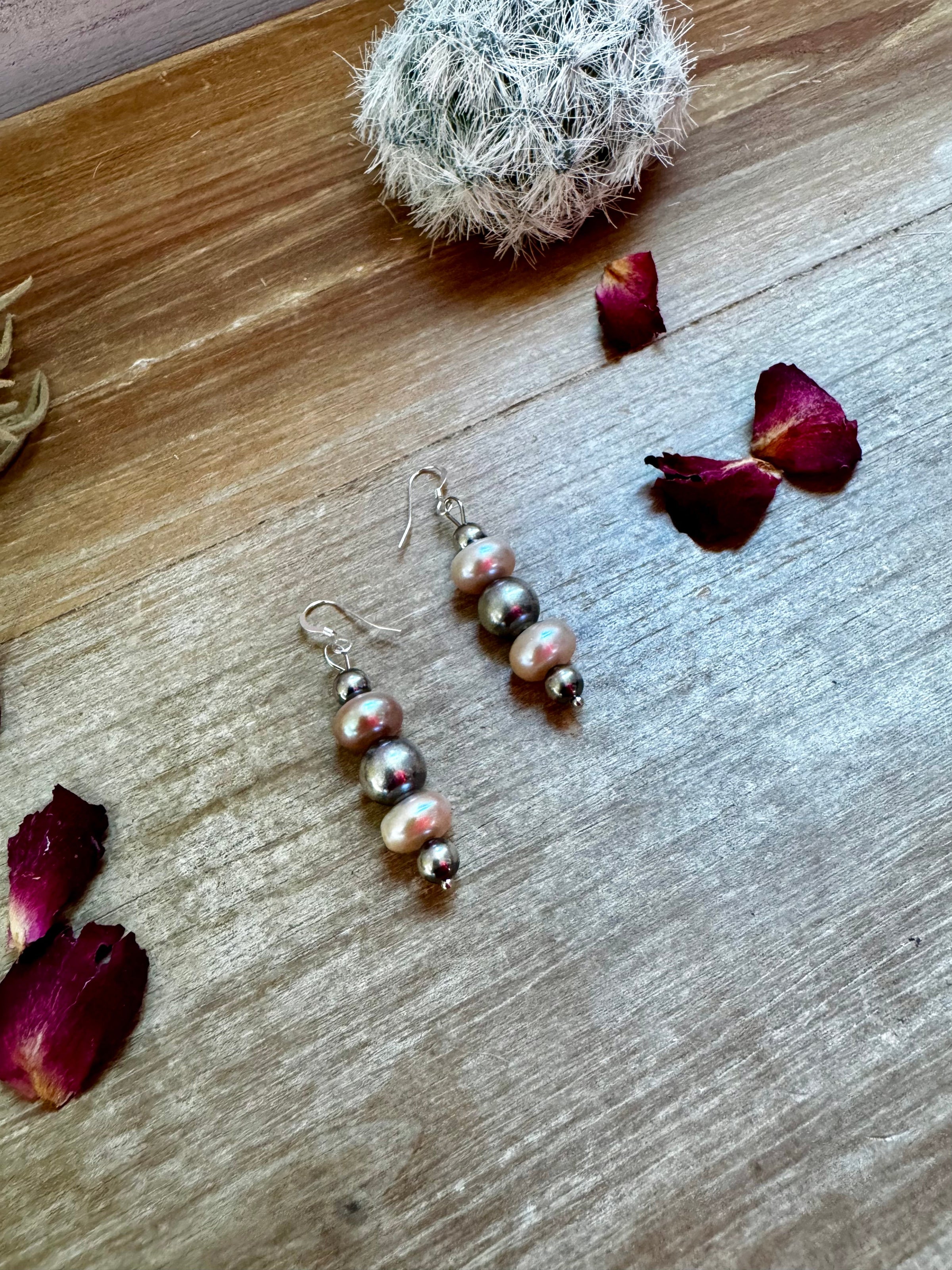 10 mm dangle earrings with fresh water pearls