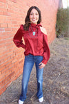 LL Merlot Open Shoulder Top