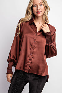 LL Chocolate Satin Button Up