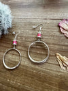 Pink mermaids beads on hoop earrings