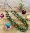 Smaller green rondelle turquoise necklace with shells - on of a kind