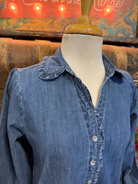 EE Denim Ruffle Button Up