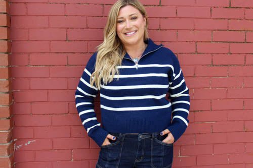 HF Navy Stripe Half Zip